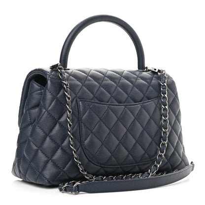 Chanel Caviar Quilted Small Coco Handle Flap Navy 3 of 10