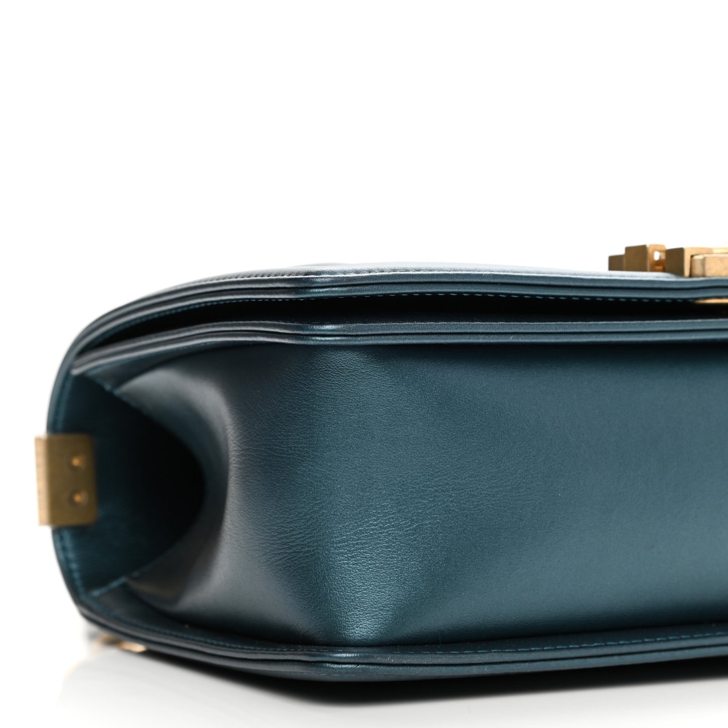 Metallic Calfskin Quilted Medium Boy Flap Blue