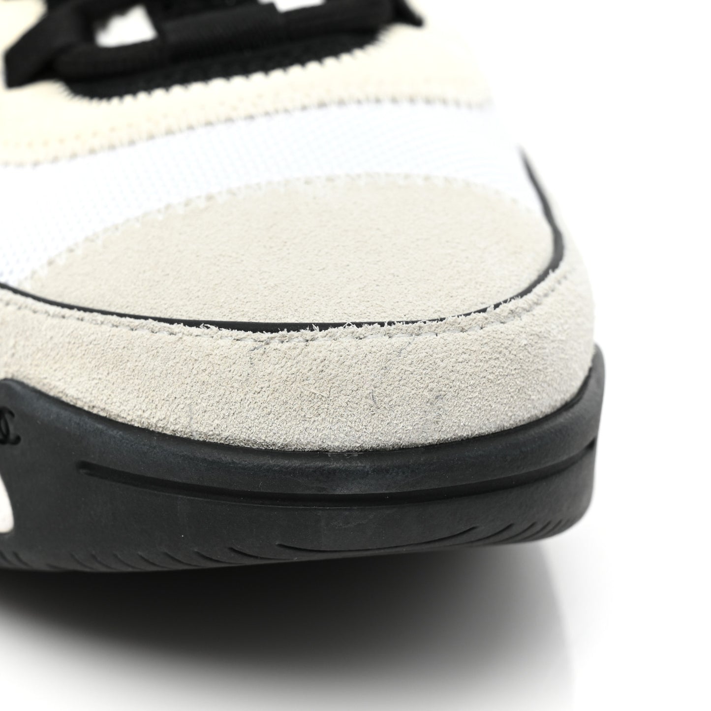 Velvet Calfskin Mixed Fibers CC Sneakers 40 Ivory Black