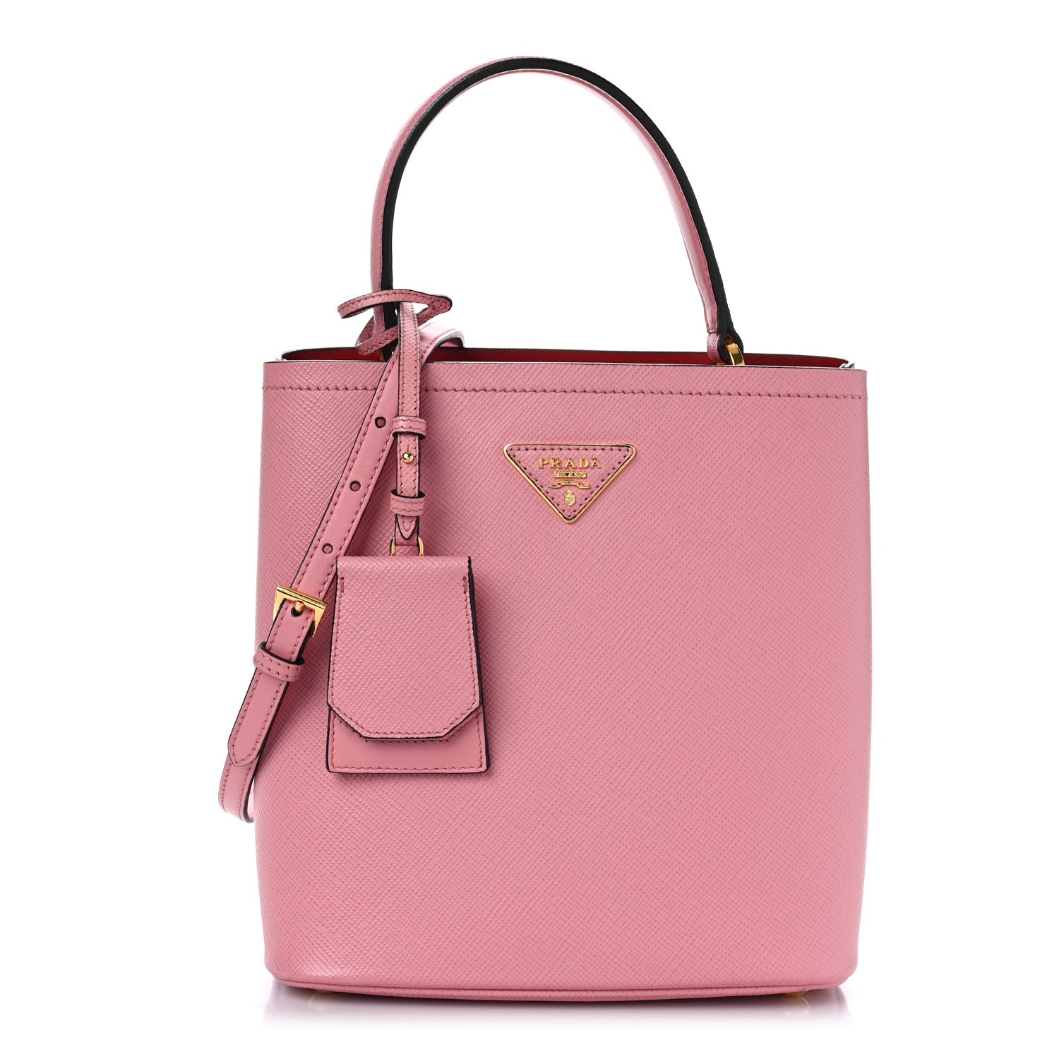 Prada Saffiano Cuir Medium Panier Bucket Bag Petalo Fuoco 1 of 7