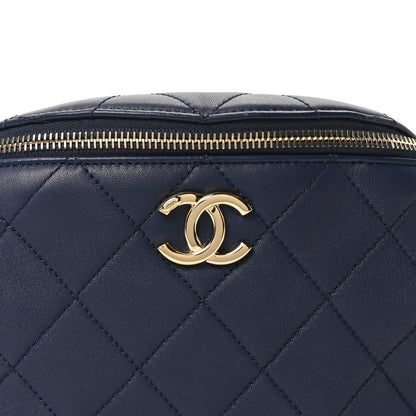 Chanel Lambskin  Quilted Resin Bi-Color Waist Bag Fanny Pack Navy Blue 8 of 10