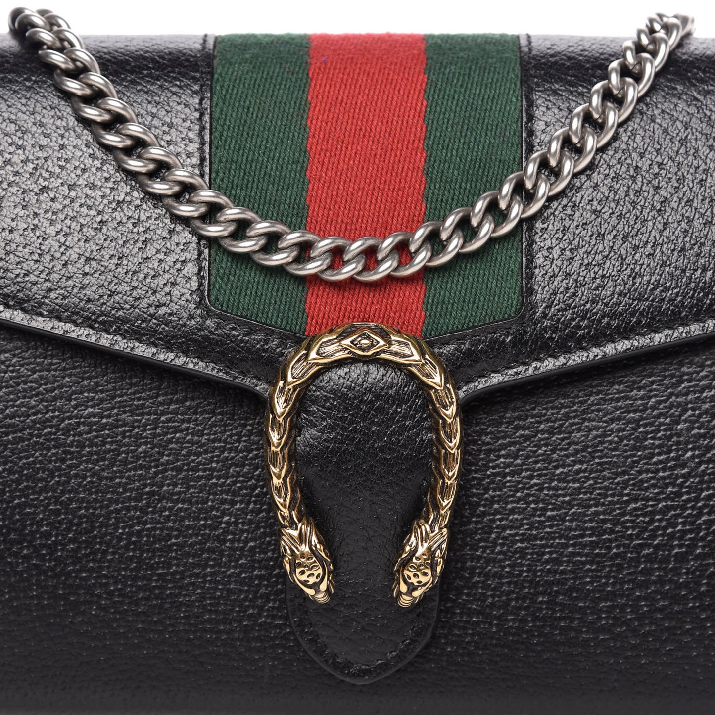 Calfskin Web Mini Dionysus Chain Wallet Black