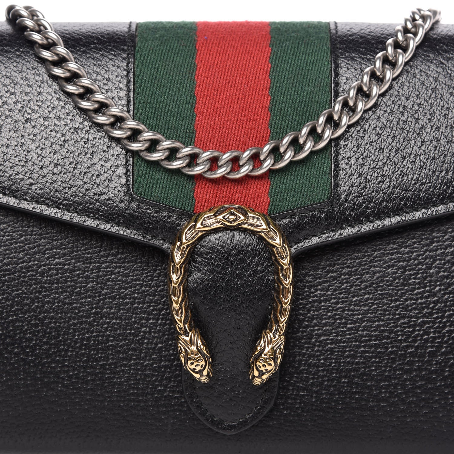 Gucci Calfskin Web Mini Dionysus Chain Wallet Black 10 of 10