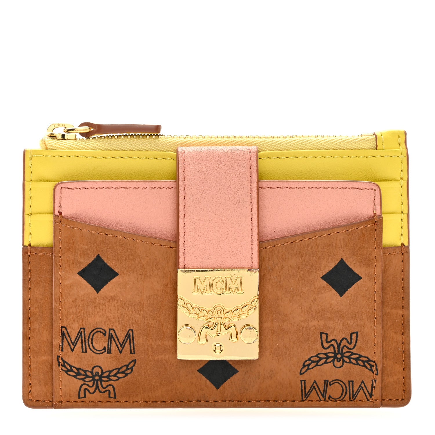 MCM Visetos Patricia Card Case Pink Yellow 1 of 6