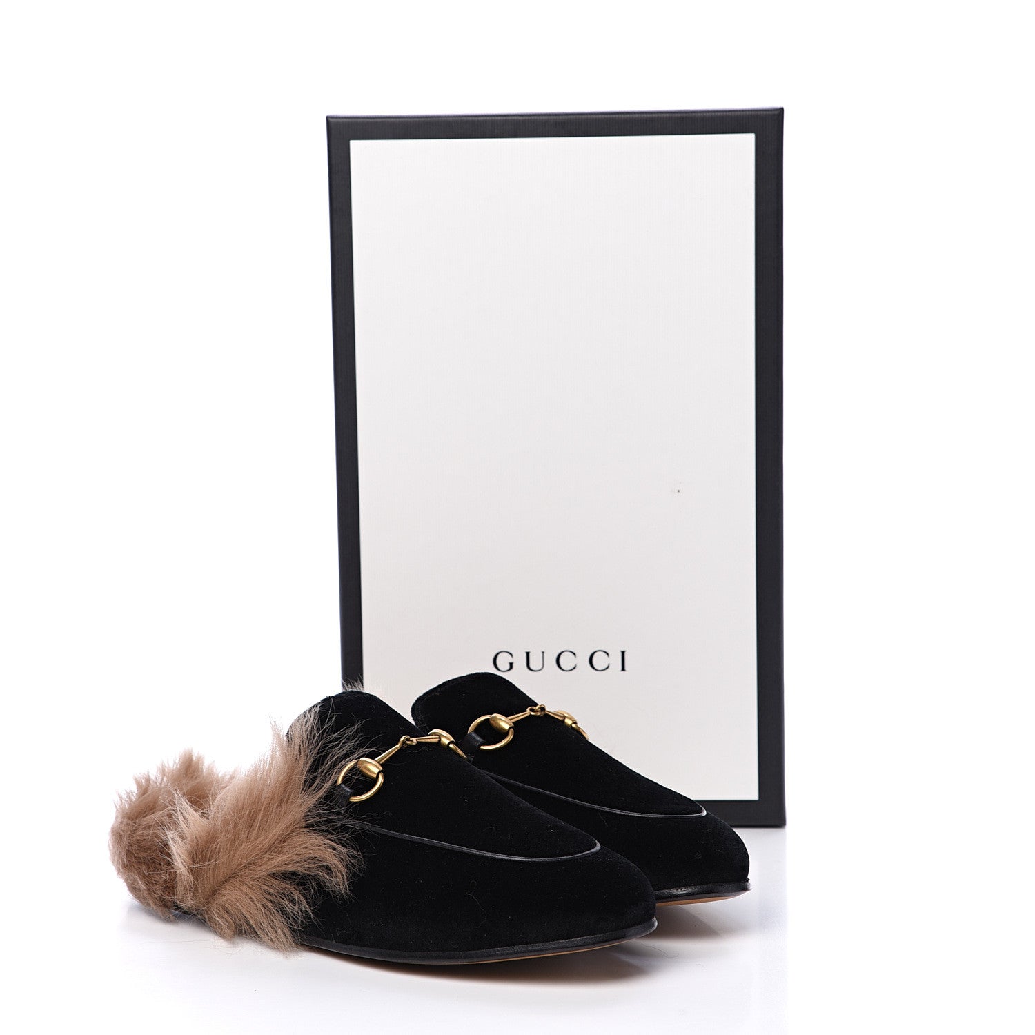 Gucci Velvet Fur Womens Princetown Slippers 37.5 Black 8 of 8