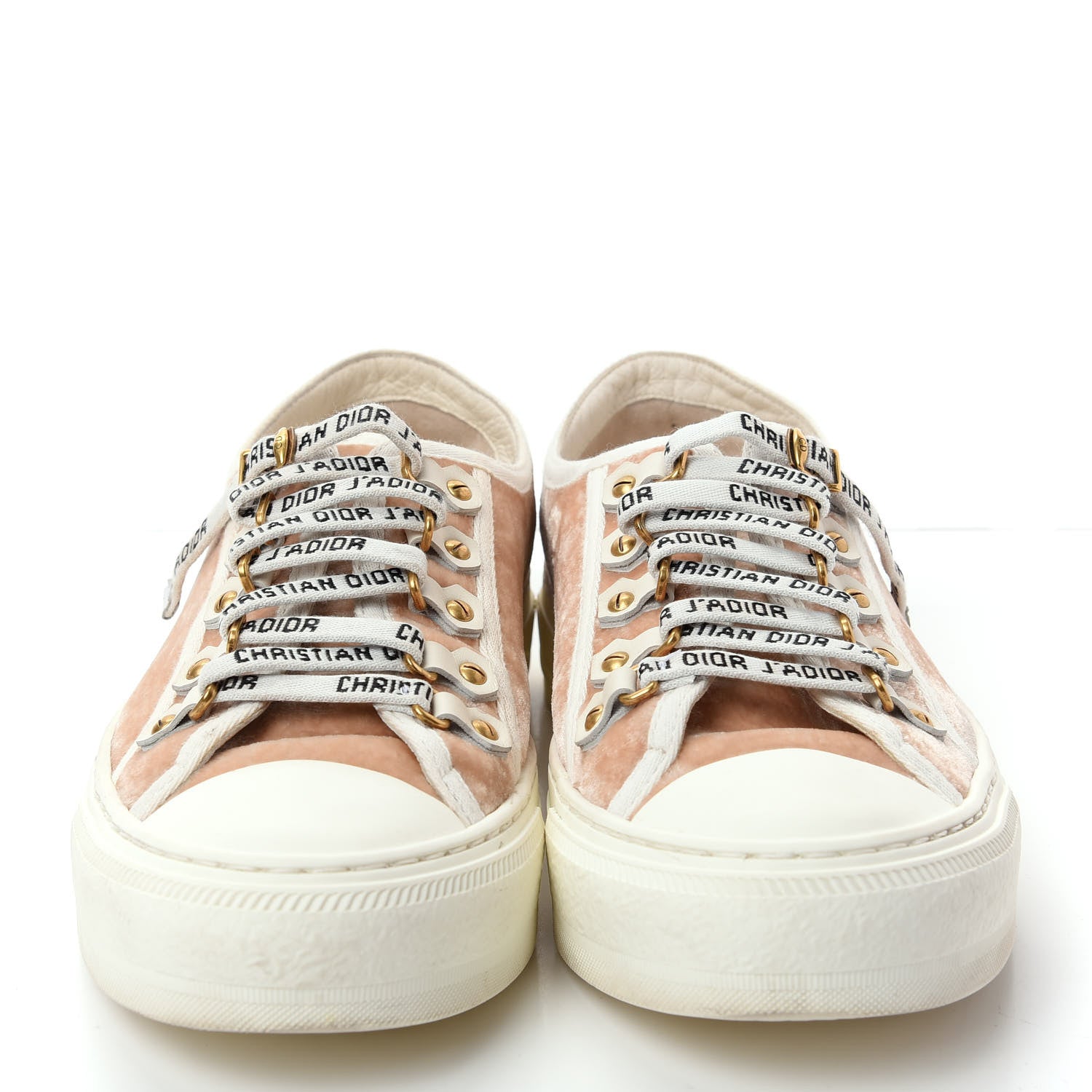 Christian Dior Velvet Walk'N'Dior Low Top Sneakers 37 Nude 2 of 11