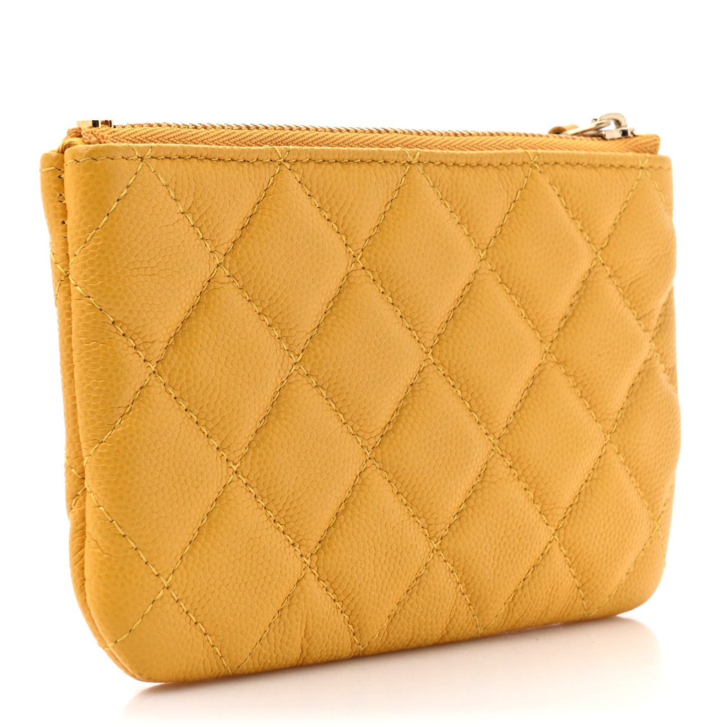 Caviar Quilted Small Cosmetic Case Yellow