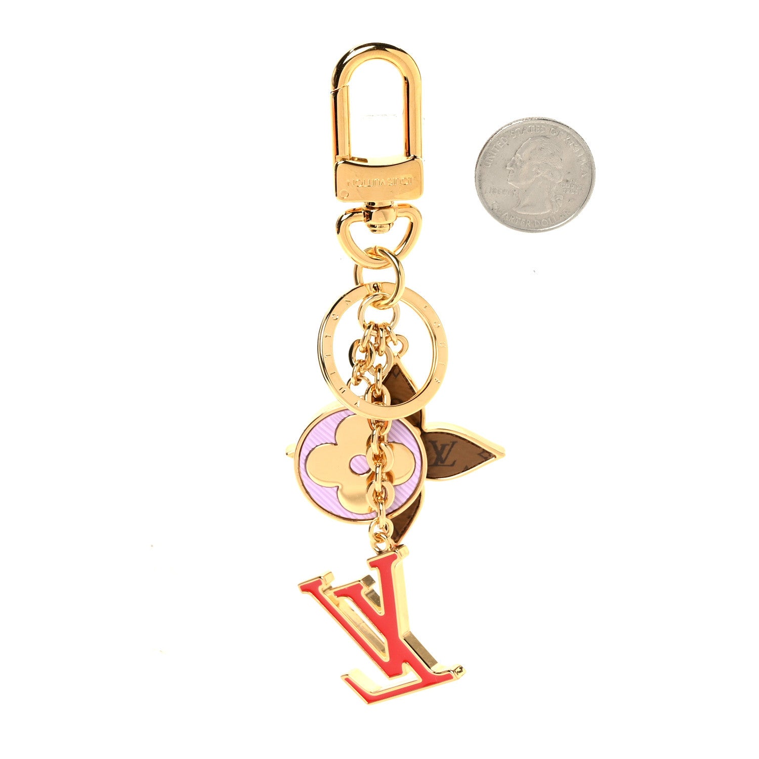 Louis Vuitton Metal Reverse Monogram Epi Spring Street Bag Charm Key Holder Gold 2 of 4