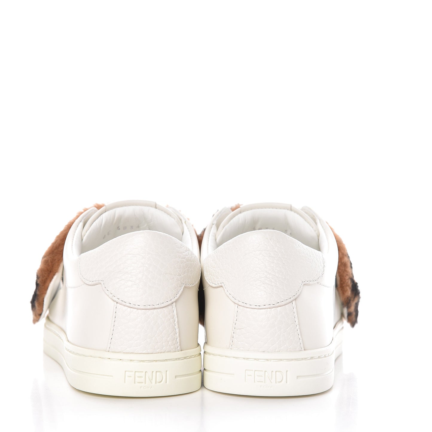 Vitello Shearling FF Velcro Slip On Sneakers 36 White