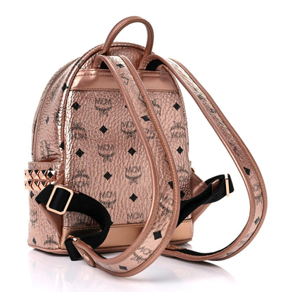 MCM Metallic Visetos Mini Side Stud Stark Backpack Champagne Gold 3 of 22