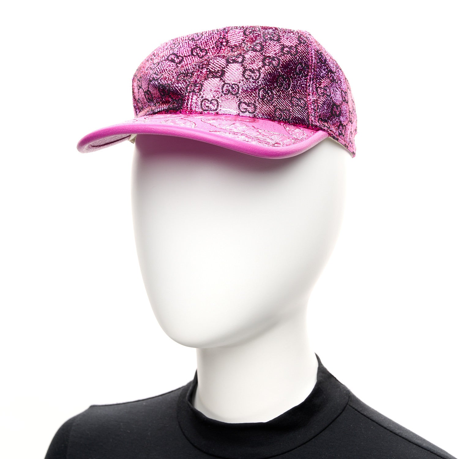 Gucci Silk Blend Jacquard Monogram Santa Barbara Baseball Hat S Fuxia Black 2 of 11