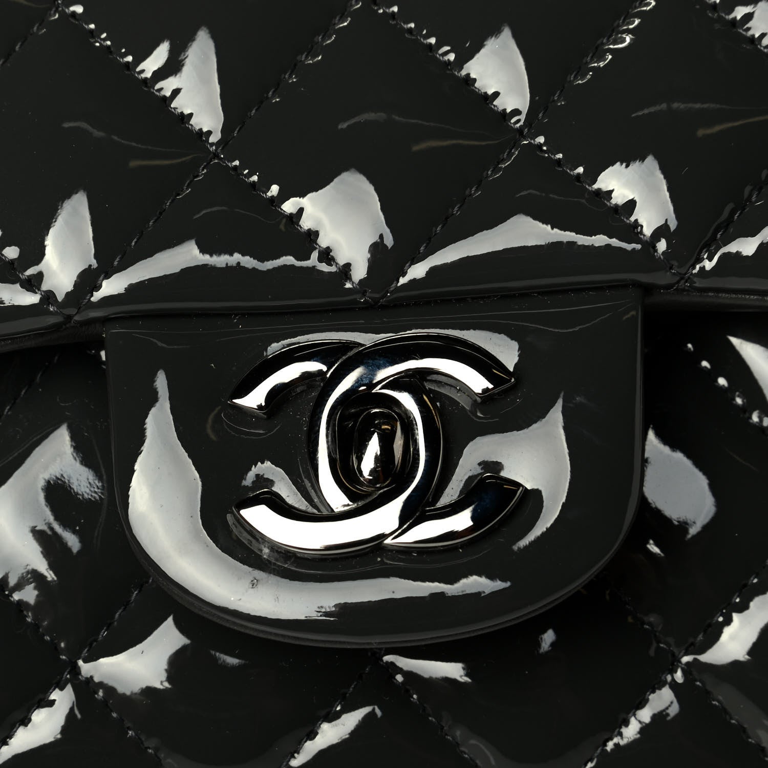 Chanel Patent Calfskin Quilted Mini Rectangular Flap Dark Grey 6 of 6