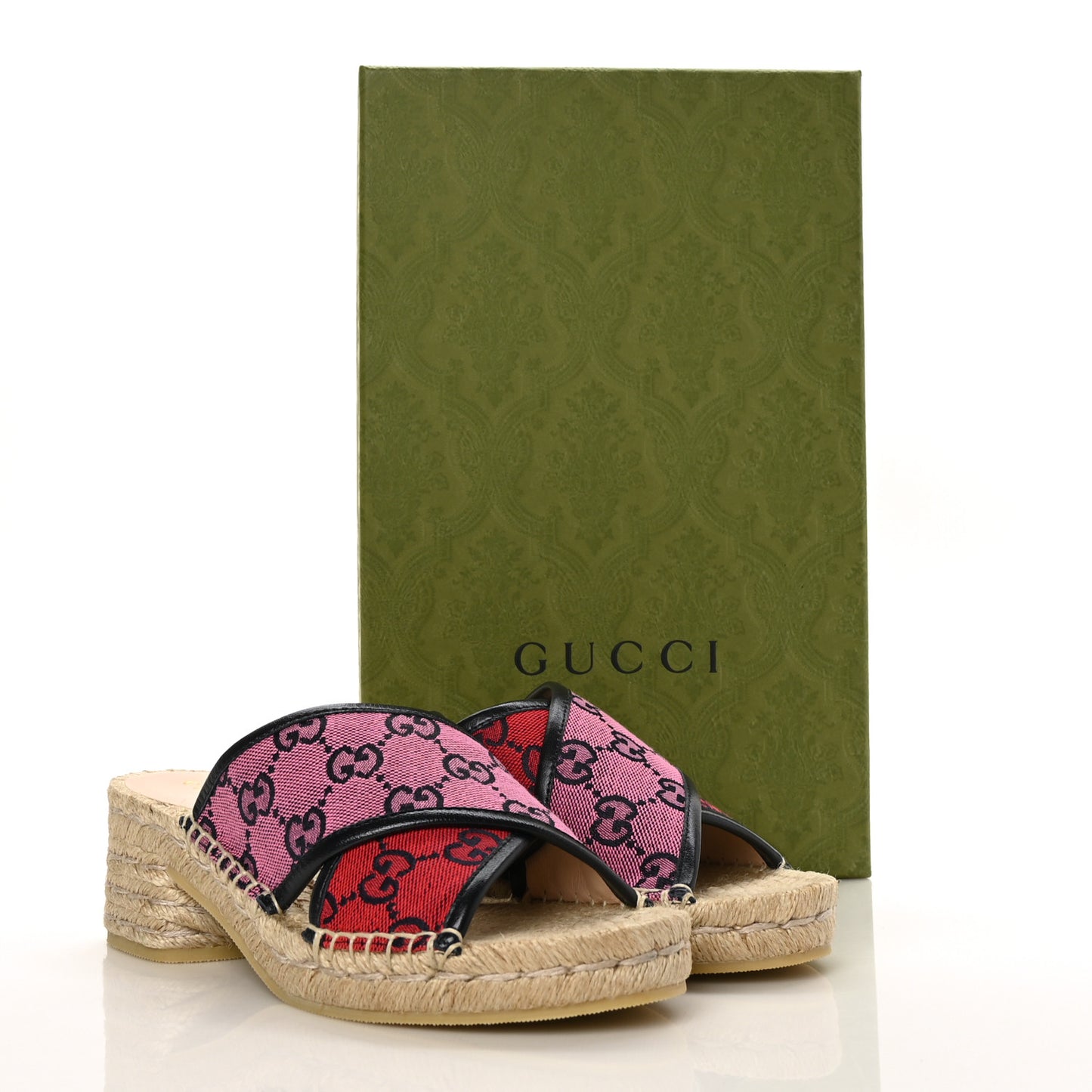 Monogram Multicolor Criss Cross Espadrille Sandals 35.5 Blue Pink Red
