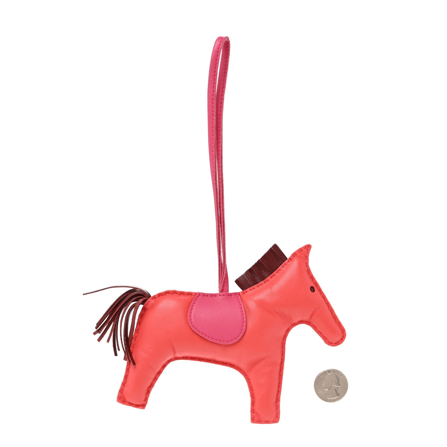 Hermes Milo Lambskin Grigri Rodeo Horse Bag Charm GM Rouge Indien Rubis Rose Mexico 2 of 5