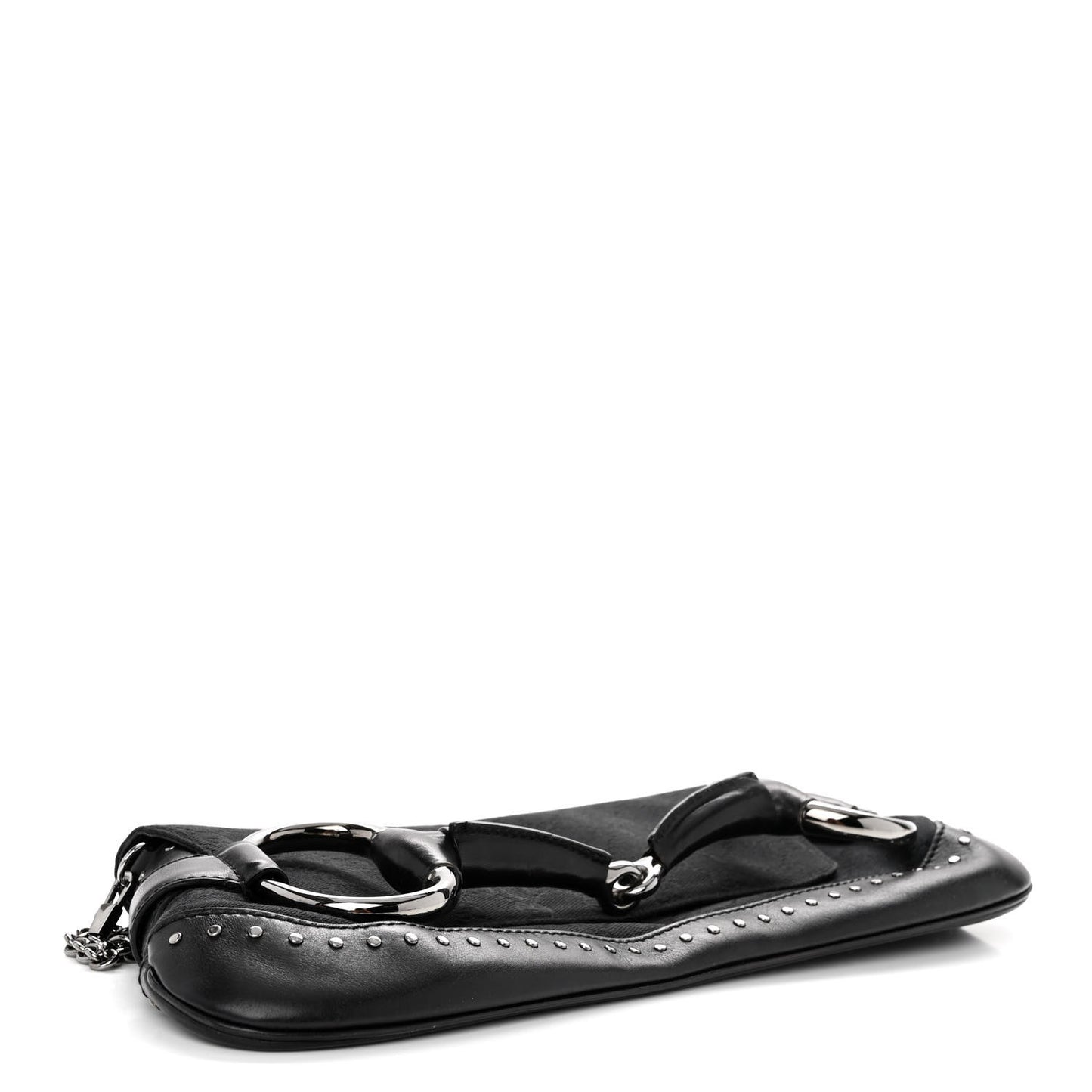 Monogram Studded Horsebit Clutch Black