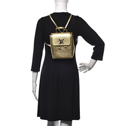 Louis Vuitton Metallic Calfskin Lockme Mini Backpack Gold 2 of 9