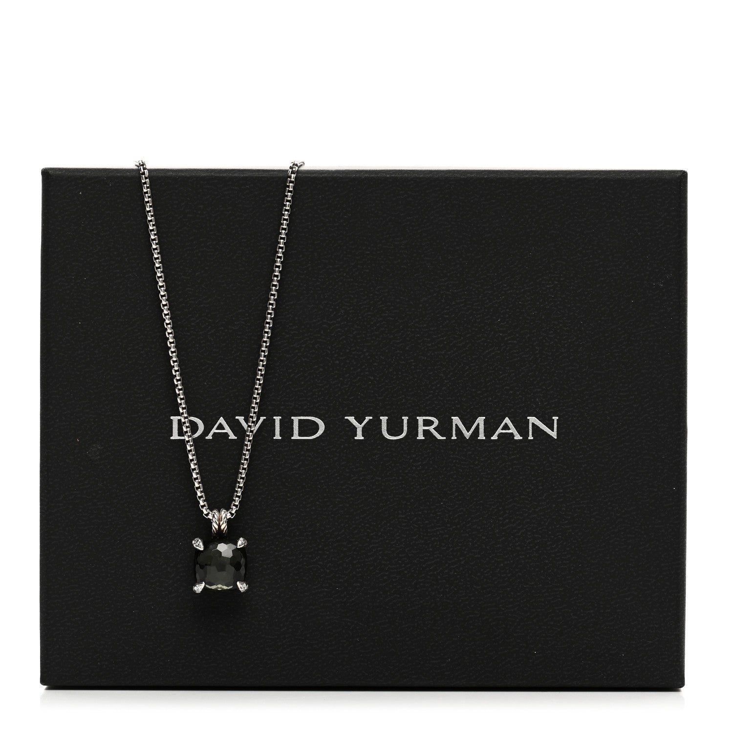 David Yurman Sterling Silver Diamond Hematine 11mm Chatelaine Pendant Necklace 5 of 5