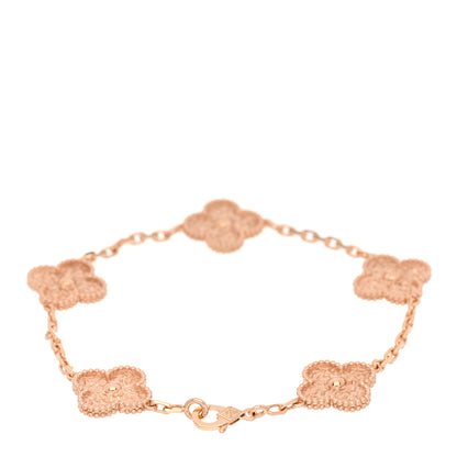 Van Cleef & Arpels 18K Rose Gold 5 Motifs Vintage Alhambra Bracelet 2 of 4
