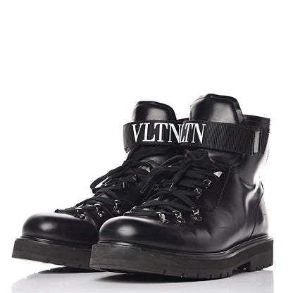 Valentino Garavani Calfskin Mens Rockstud VLTN Lace Up Boots 42 Black 3 of 8