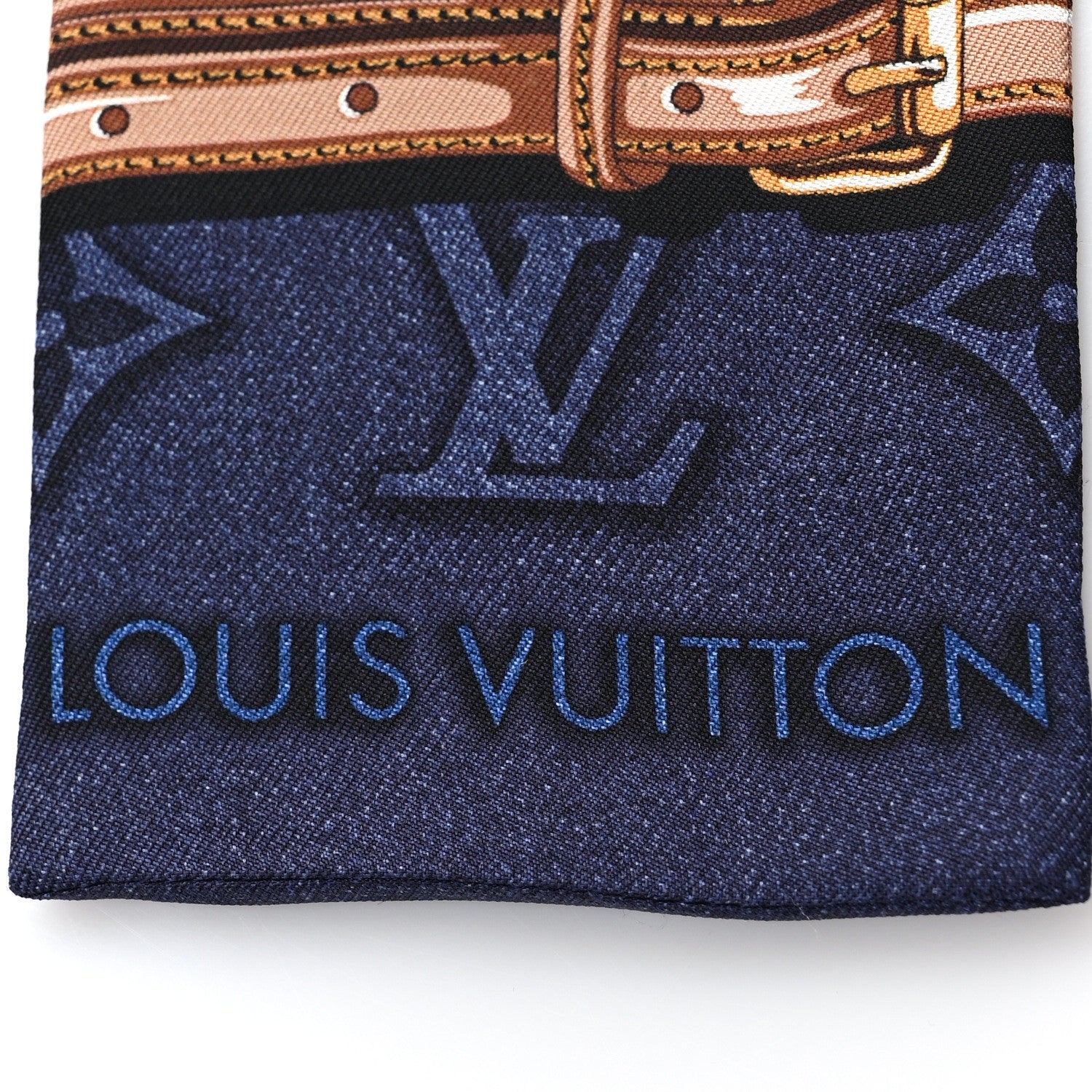LOUIS VUITTON バンドー　コンフィデンシャル デニムグラム Louis Vuitton Silk Denimgram Confidential Bandeau Denim Blue