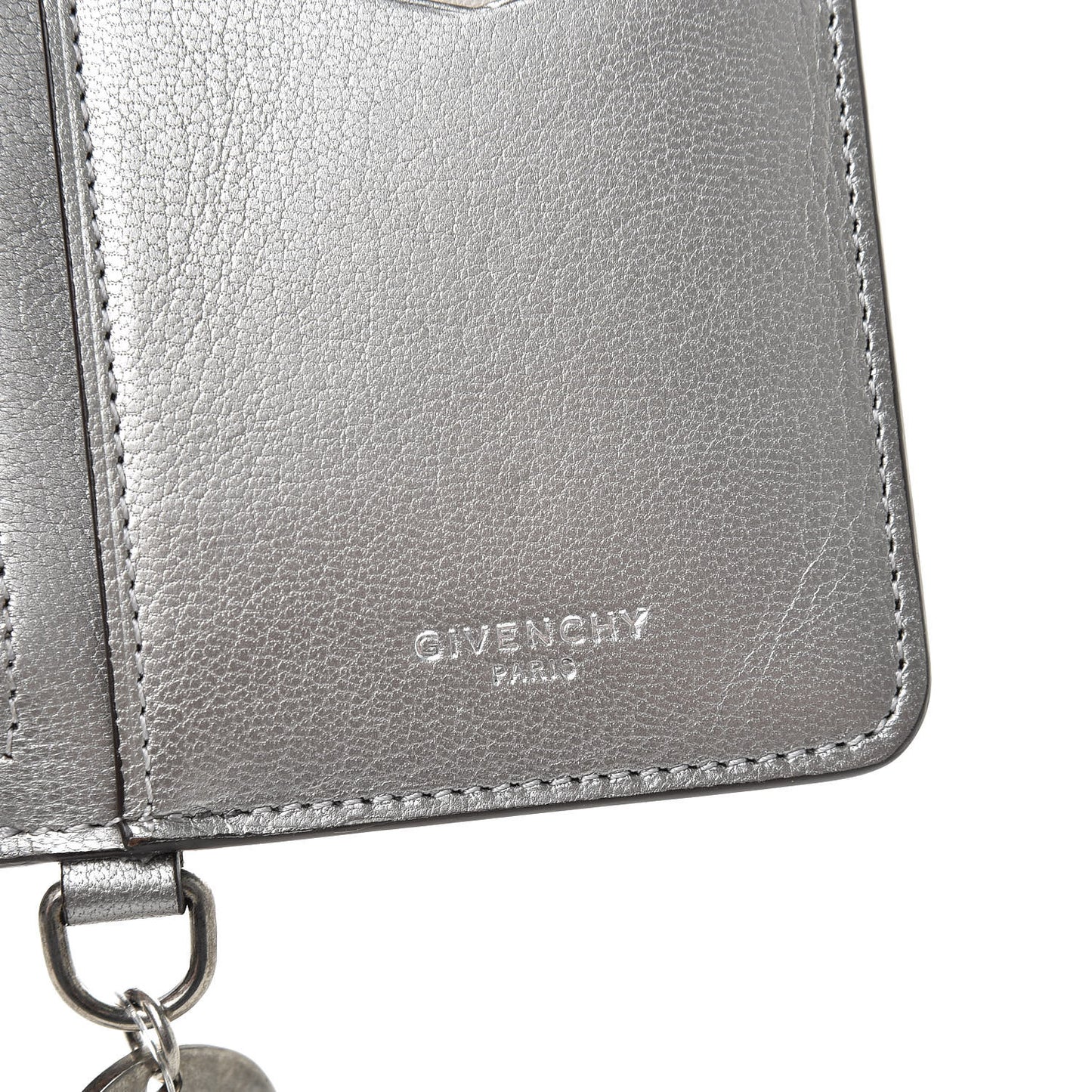 Goatskin GV3 Zip Card Holder Silver Natural