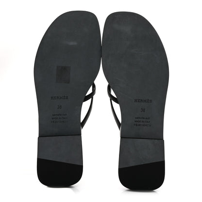 Hermes Calfskin Miss Sandals 38 Black 6 of 8