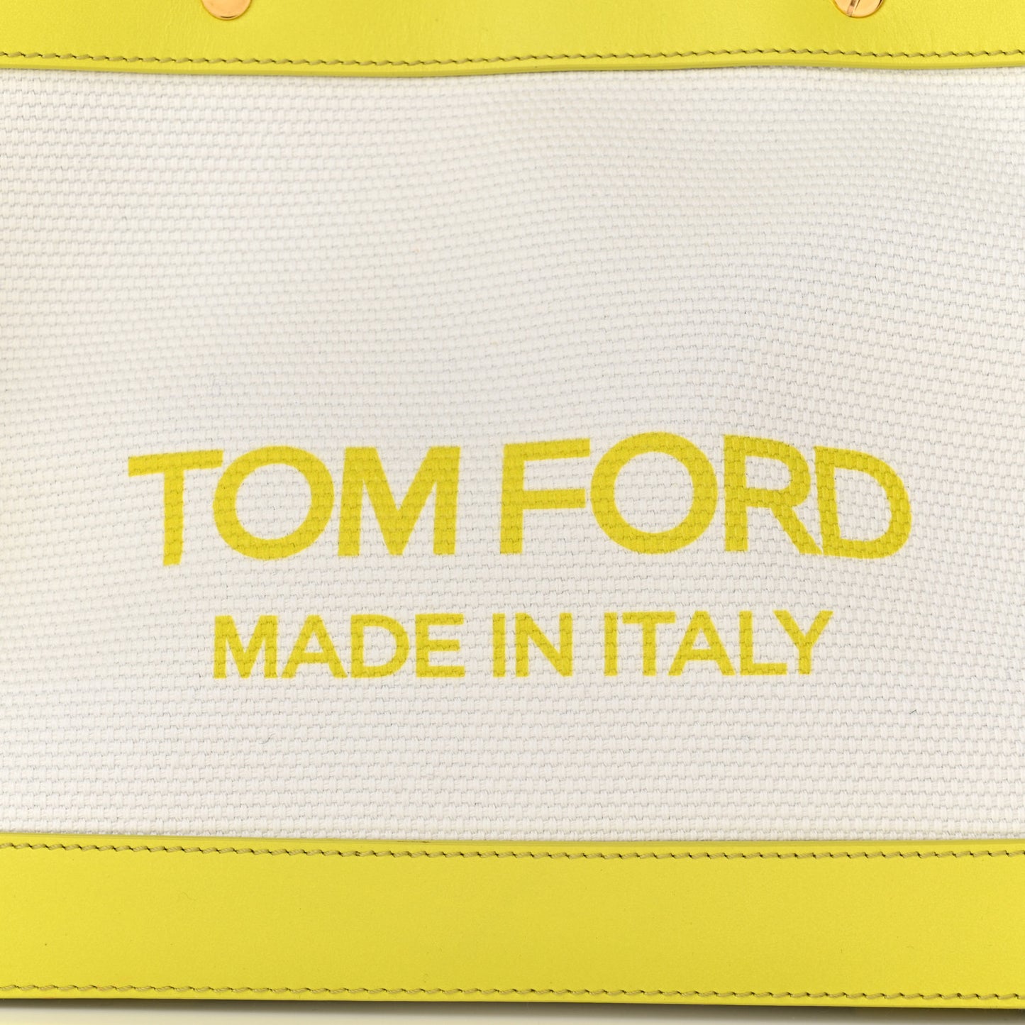 Canvas Calfskin Mini Logo Tote White Yellow