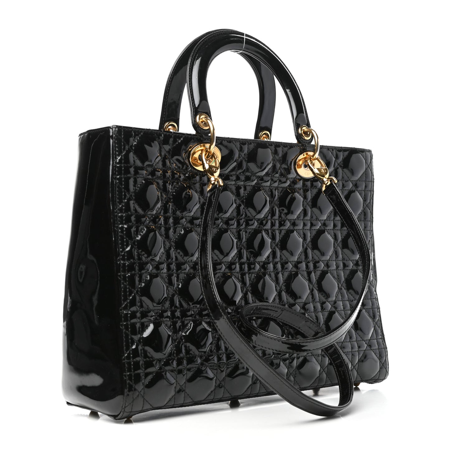 Patent Cannage Large Lady Dior Black