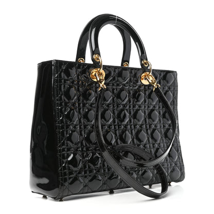 Christian Dior Patent Cannage Large Lady Dior Black 3 of 9