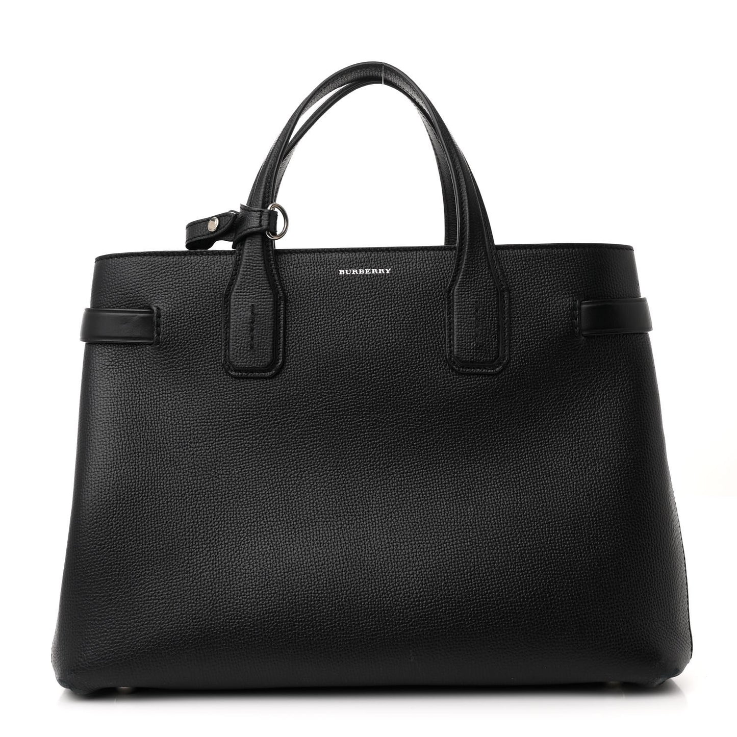 Grainy Calfskin House Check Medium Banner Tote Black