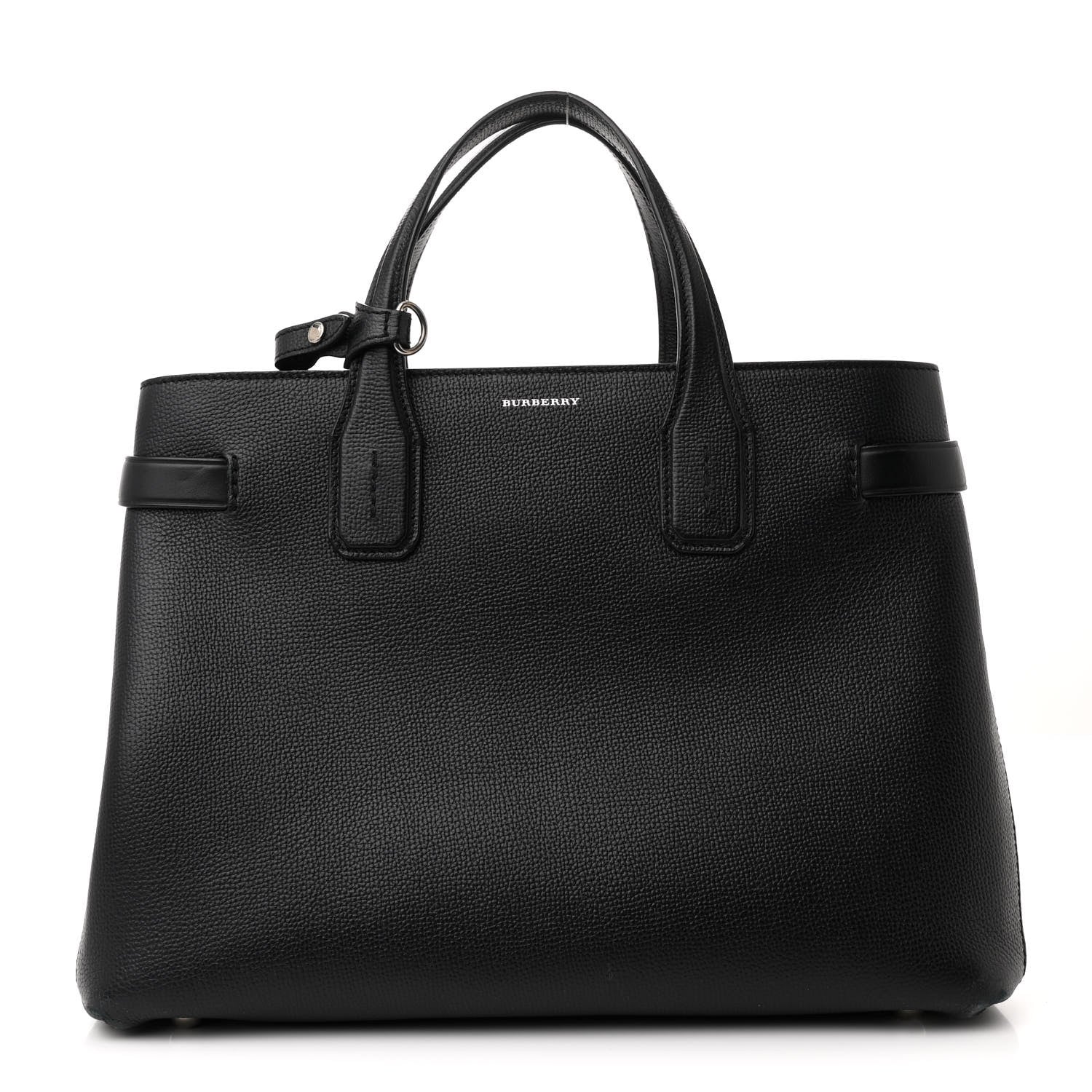 Burberry Grainy Calfskin House Check Medium Banner Tote Black 1 of 12