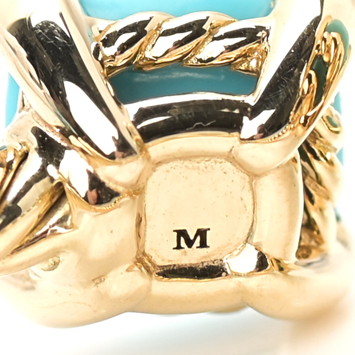 David Yurman 18K Yellow Gold Diamond Turquoise Chatelaine Bypass Ring 52 6 6 of 6