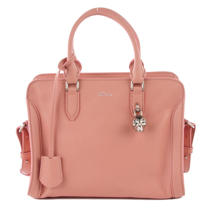 Alexander McQueen Pebbled Calfskin Small Skull Padlock Zip Around Tote Pink 1 of 9