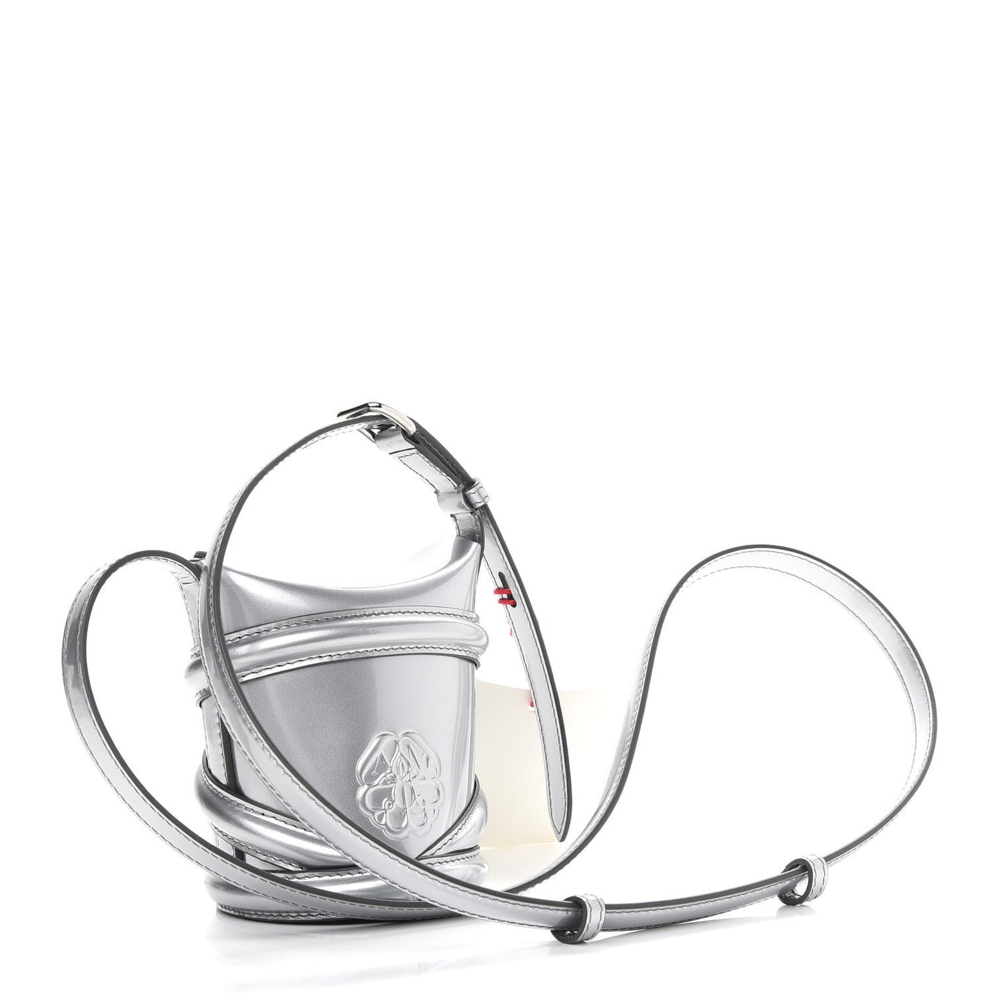 Metallic Calfskin The Curve Mini Shoulder Bag Silver