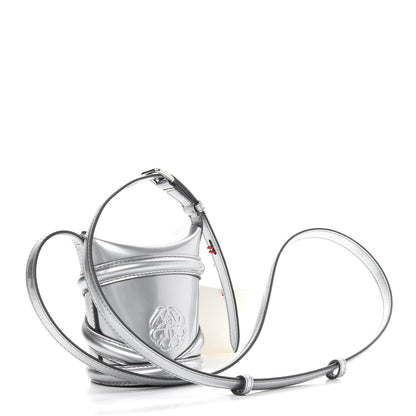 Alexander McQueen Metallic Calfskin The Curve Mini Shoulder Bag Silver 3 of 9