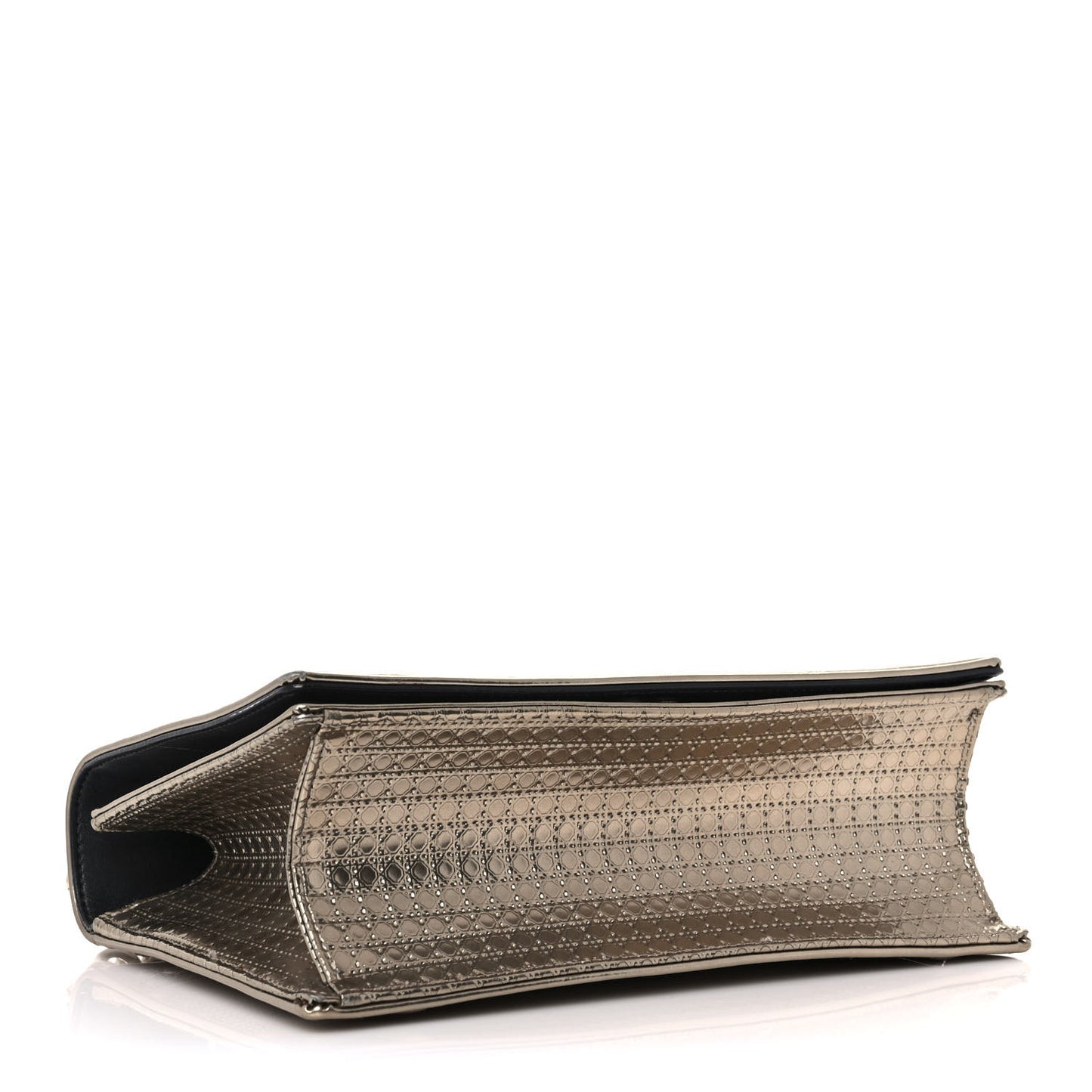 Metallic Patent Micro-Cannage Medium Diorama Flap Bag Gold