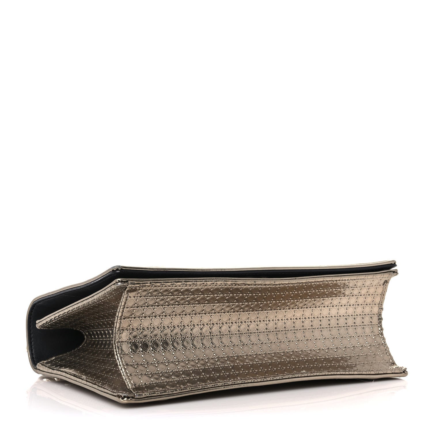 Christian Dior Metallic Patent Micro-Cannage Medium Diorama Flap Bag Gold 4 of 10