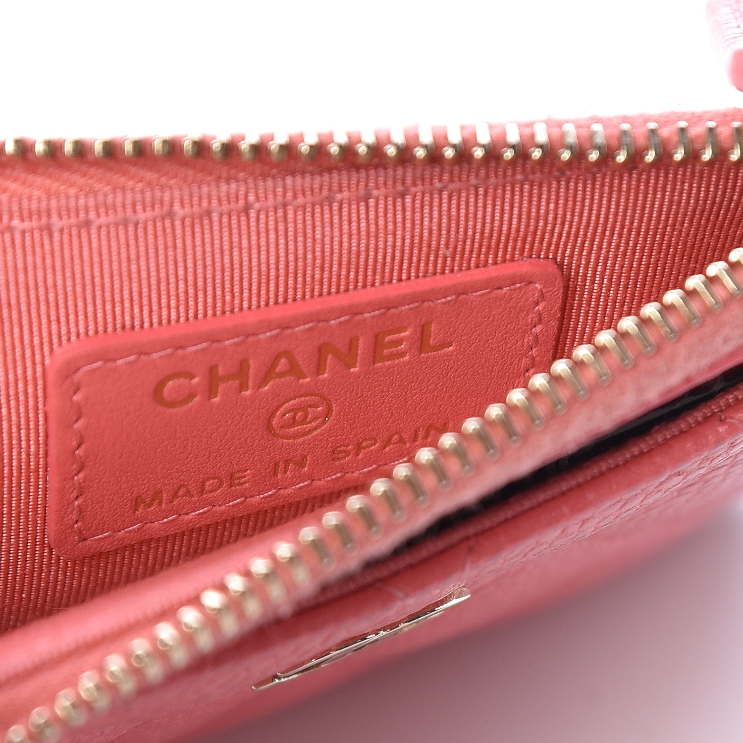 Chanel Caviar Quilted CC Zip Card Holder Pink 6 of 9