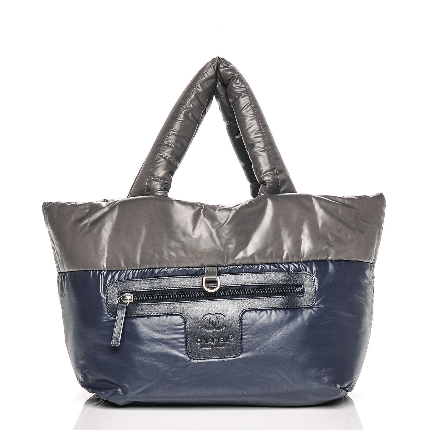 Nylon Quilted Small Coco Cocoon Reversible Tote Grey