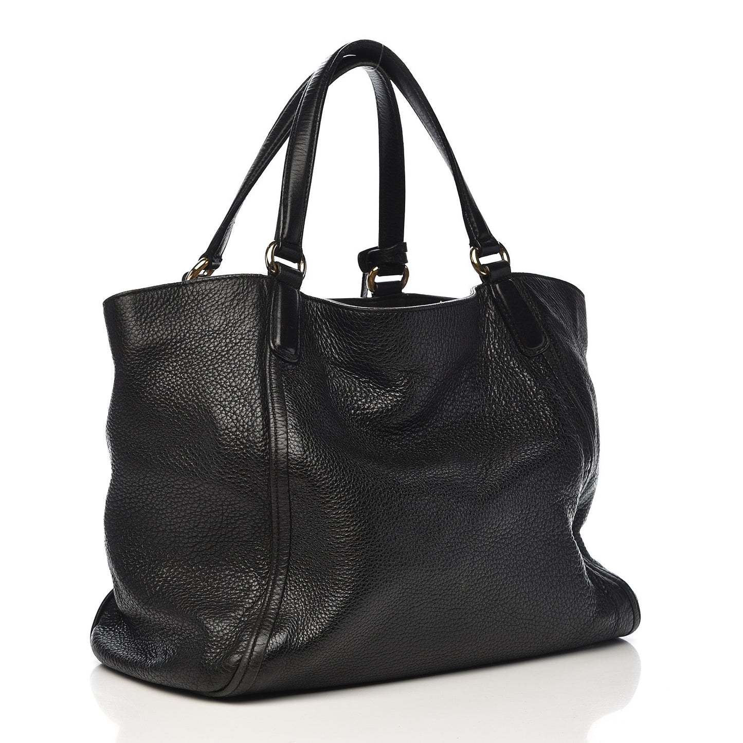Pebbled Calfskin Medium Soho Shoulder Bag Black