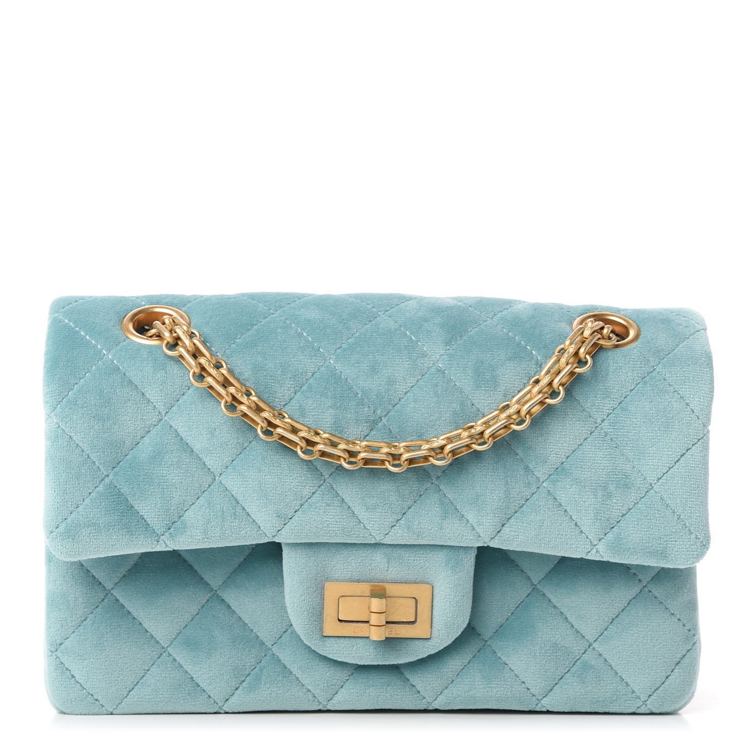 Chanel Velvet Quilted Mini 2.55 Reissue Flap Light Blue 1 of 11