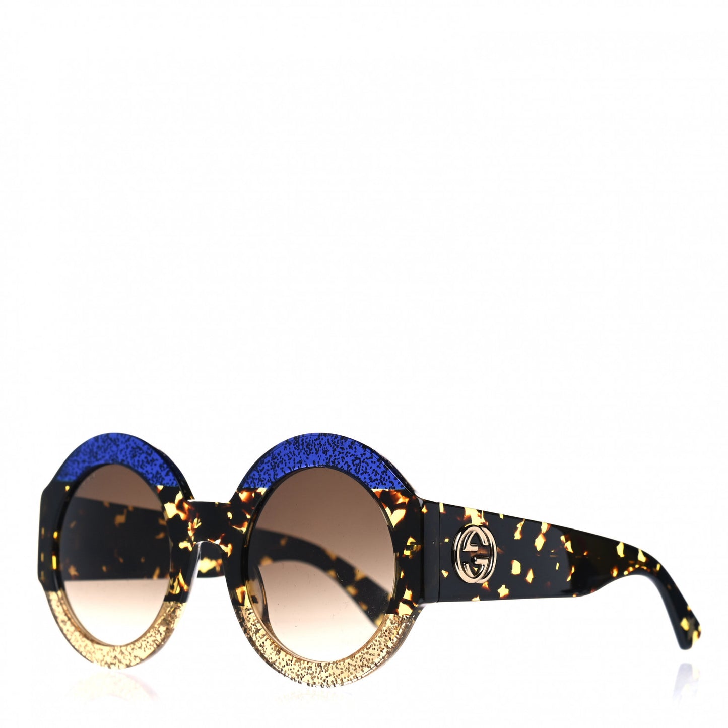 Acetate Round GG0084S Sunglasses Glitter Blue Multi