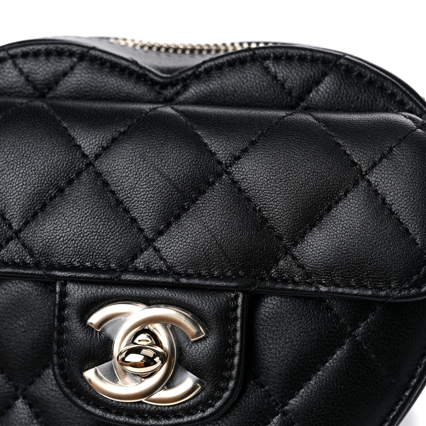 Lambskin Quilted CC In Love Heart Clutch With Chain Black