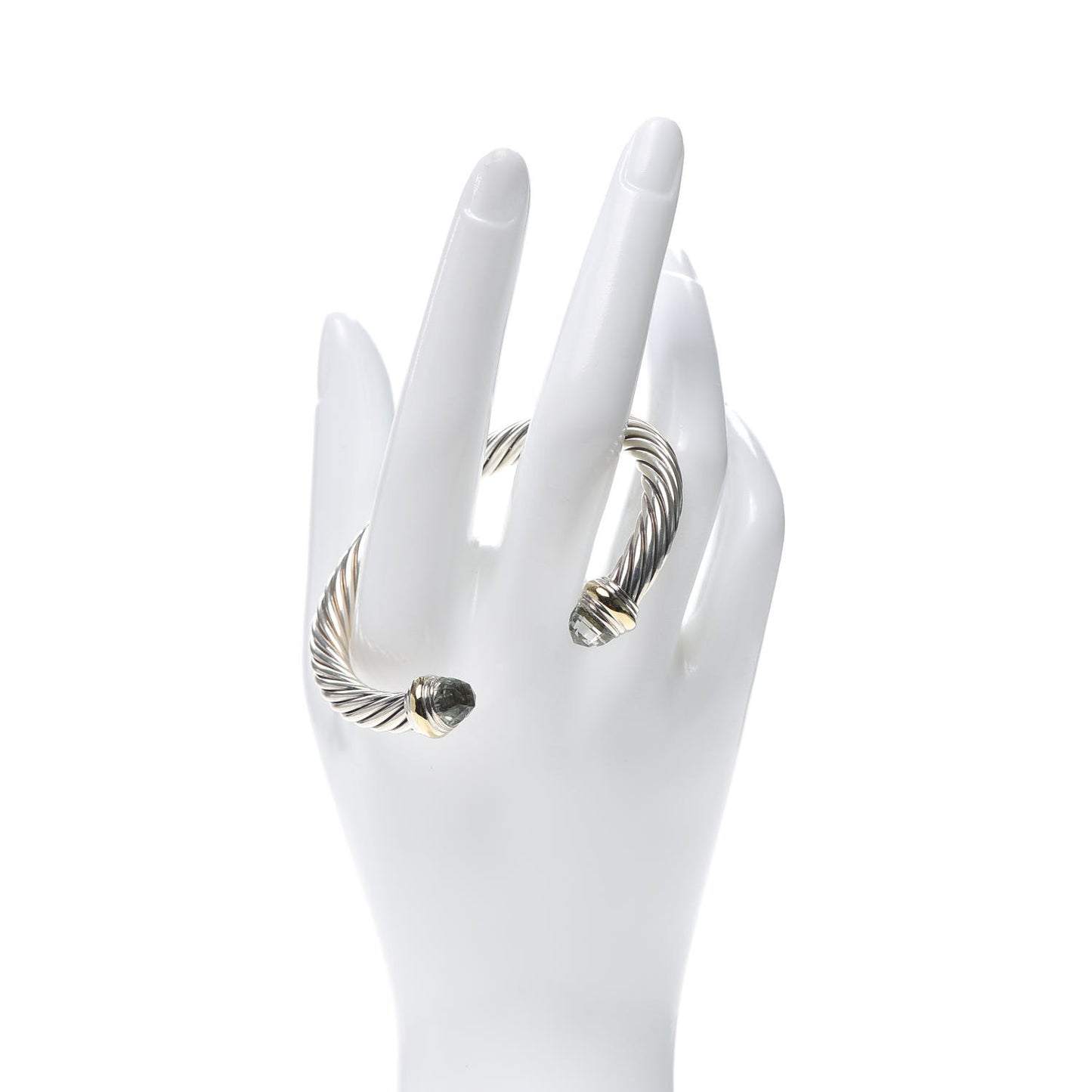 Sterling Silver 14K Yellow Gold Prasiolite 7mm Cable Classics Bracelet