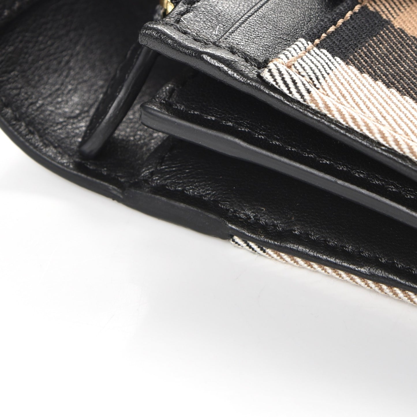 Calfskin House Check Porter Continental Wallet Black