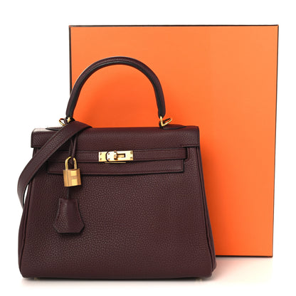 Hermes Togo Kelly Retourne 25 Bordeaux 11 of 11