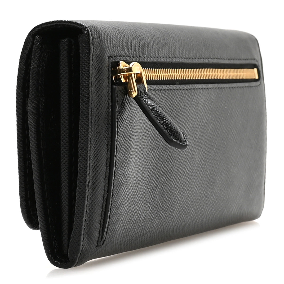 Saffiano Metal Continental Flap Wallet Black