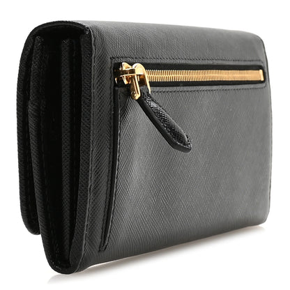 Prada Saffiano Metal Continental Flap Wallet Black 4 of 9