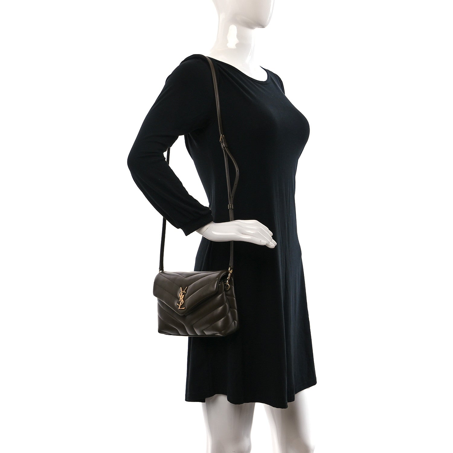 Saint Laurent Calfskin Y Quilted Monogram Toy Loulou Crossbody Bag Soil Brown 2 of 9
