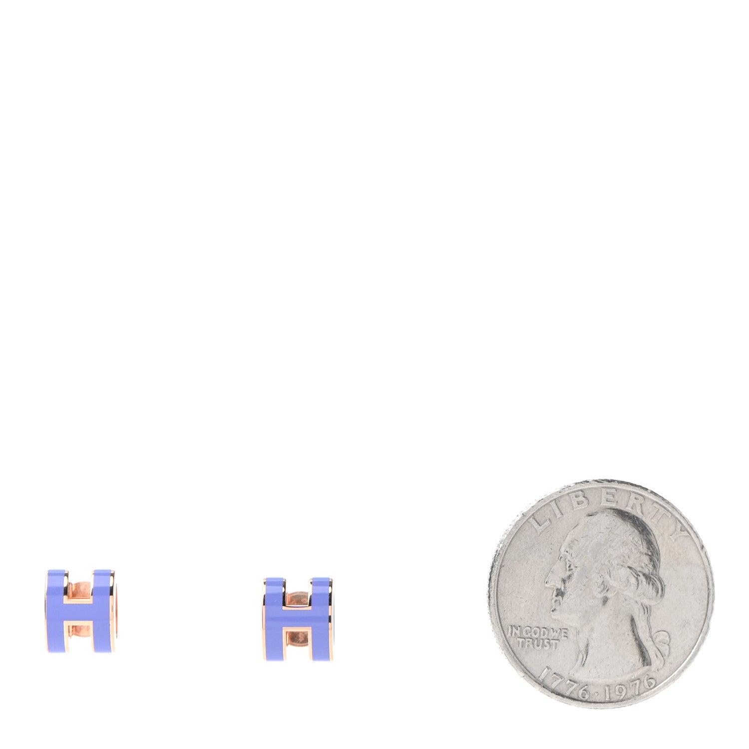 Hermes Rose Gold Lacquered Mini Pop H Earrings Lilac 2 of 8